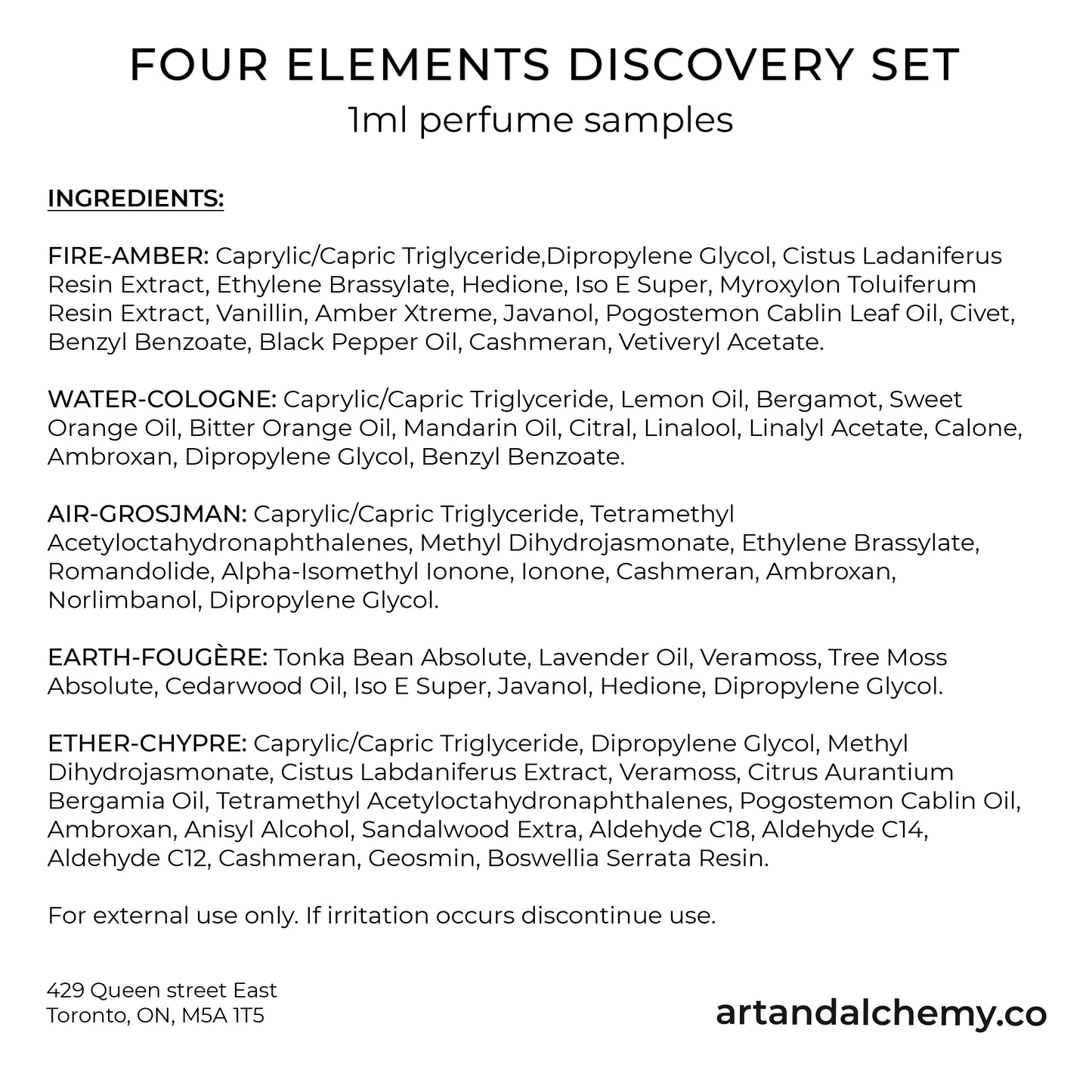 Four Elements Discovery Set - 5 x 1ml samples